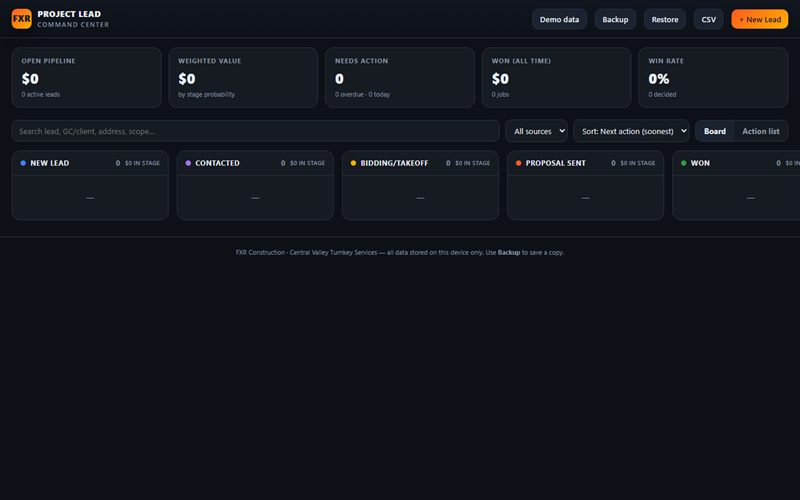 Lead Command Center dashboard